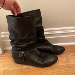 Stuart Weitzman Black Leather Slouch Boots